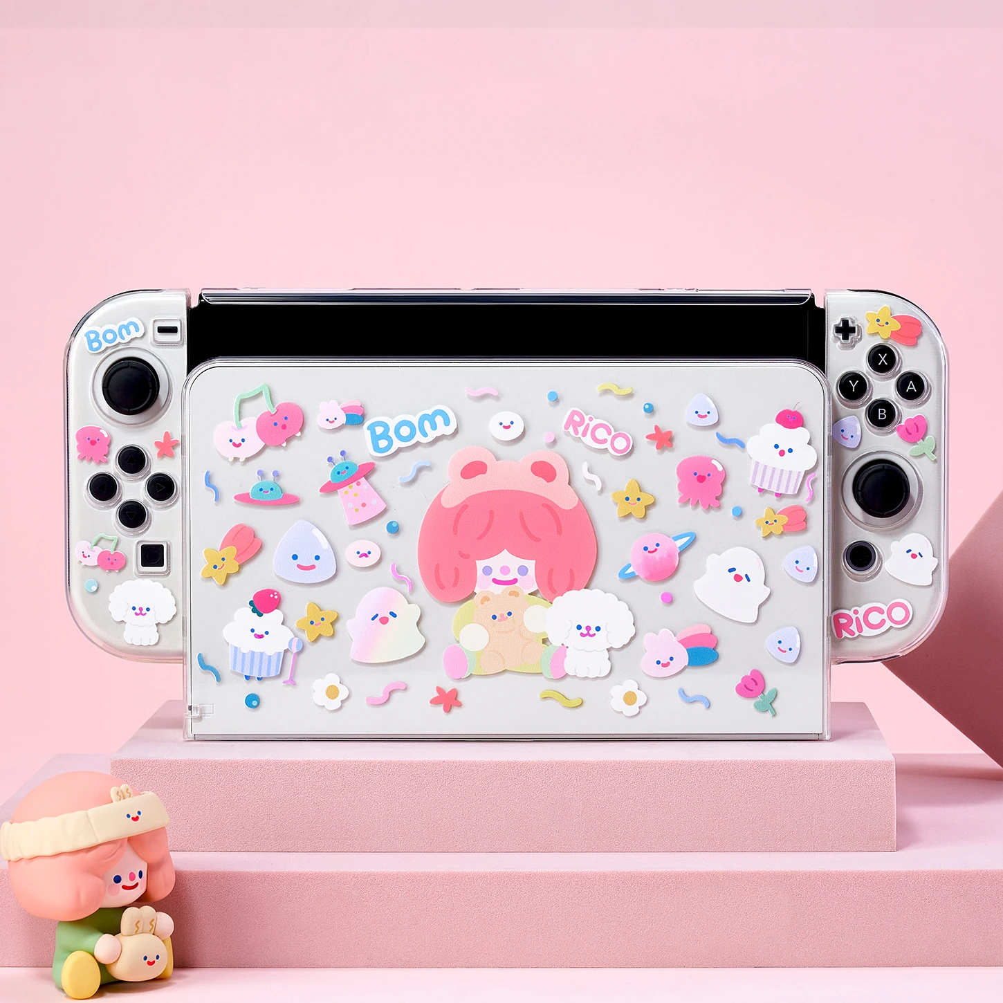 

Nintendo Switch OLED Funda Cute Girl Cherry Cover Case Dockable Protective Hard PC Shell For Nintendo Switch Controller Joy-Con