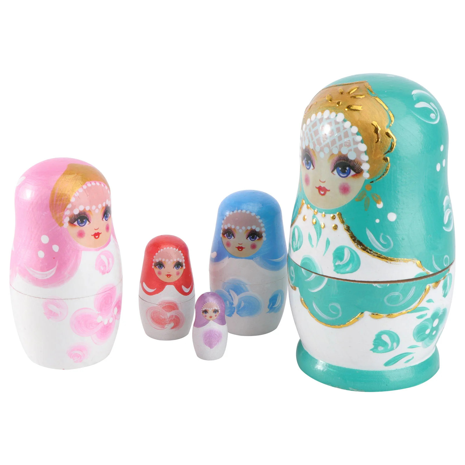 

5 Pcs Matryoshka Stacking Toy Russian Birthday Gift Dolls Toys Household Wooden Nesting Child Kids