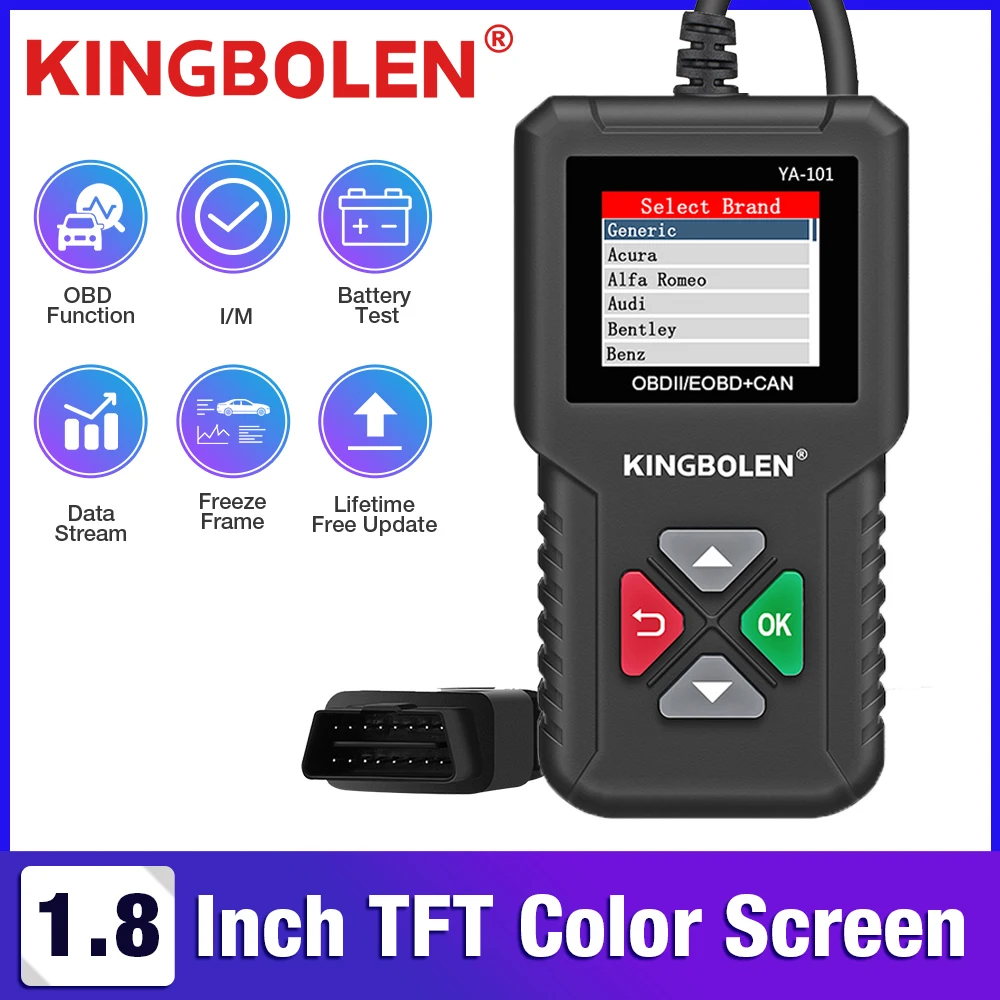 Считыватель кодов KINGBOLEN YA101 диагностический прибор OBDII/EOBD реальный 16-контактный