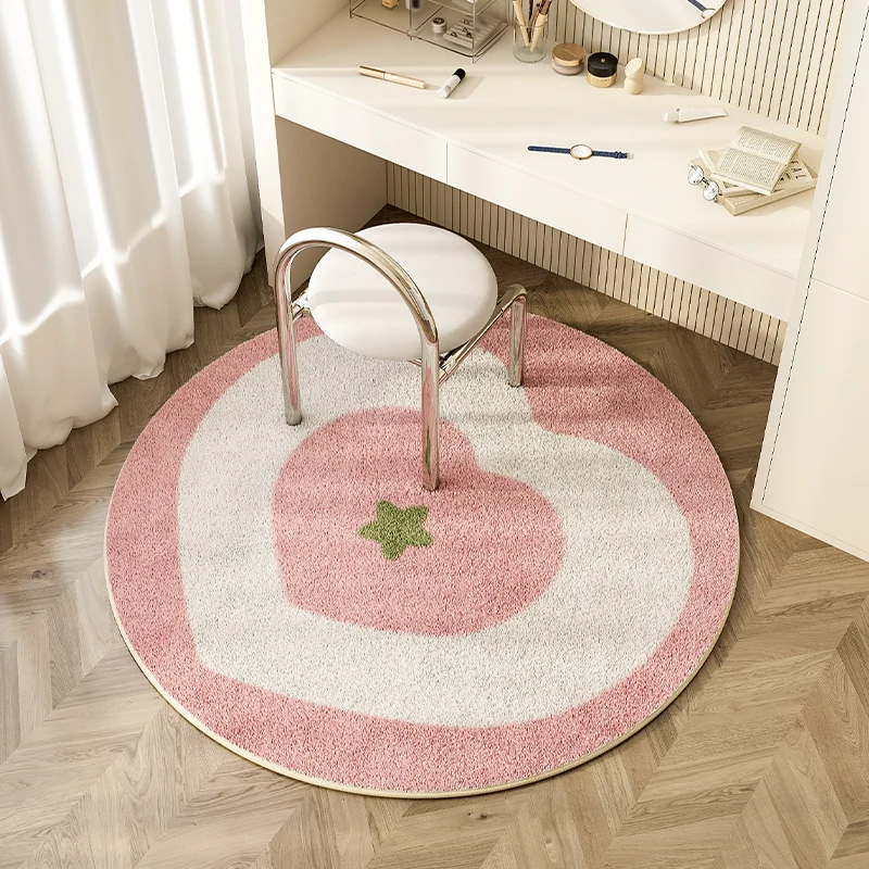 

Round Carpets for Living Room Cute Cartoon Peach Heart Children Bedroom Rug Large Area Home Decoration IG Plush Mat ковер 러그