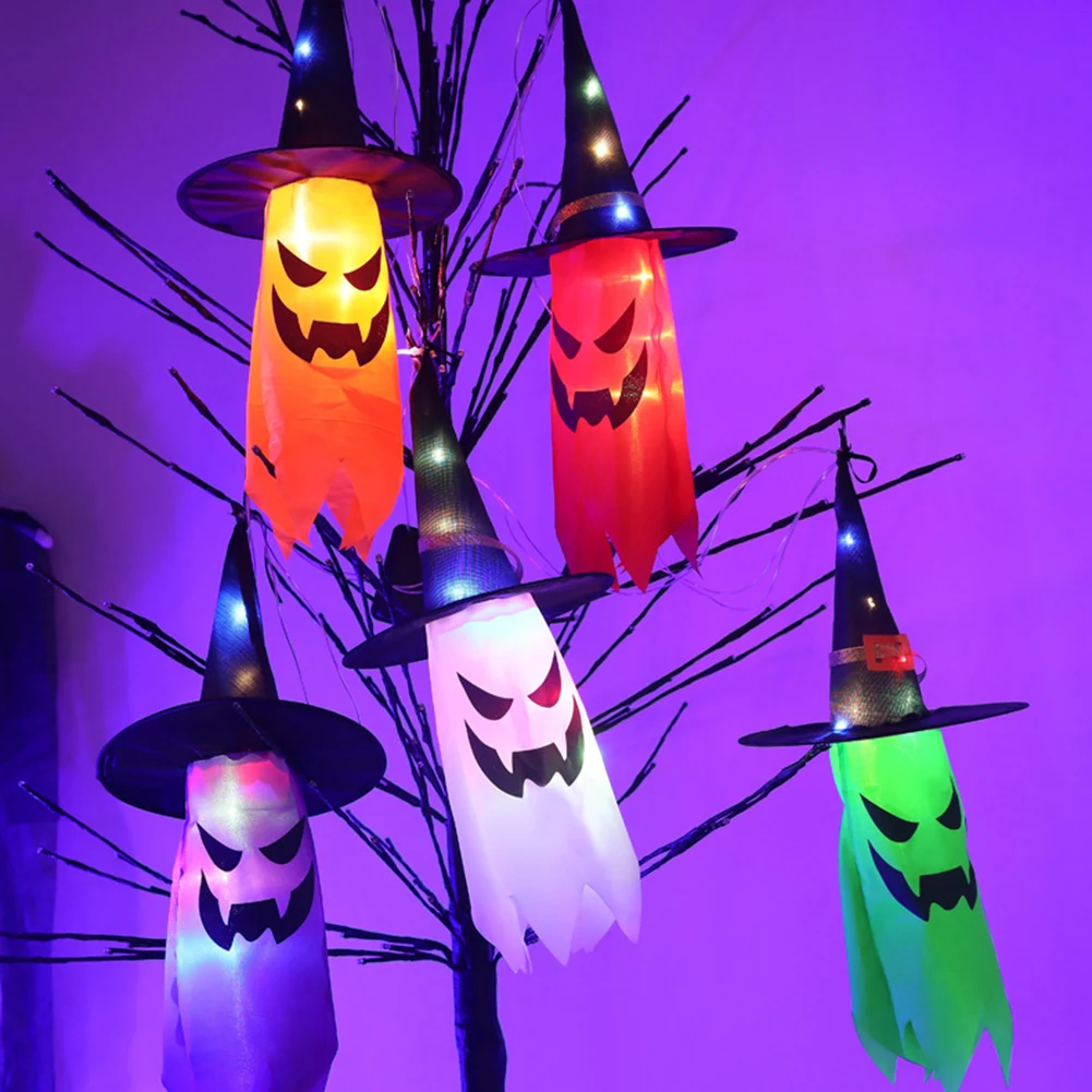 LED Ghost Hat Chandelier Fairy Lights Waterproof Ip65 Festive Halloween Ghost Light Ghost Witch Hat Light