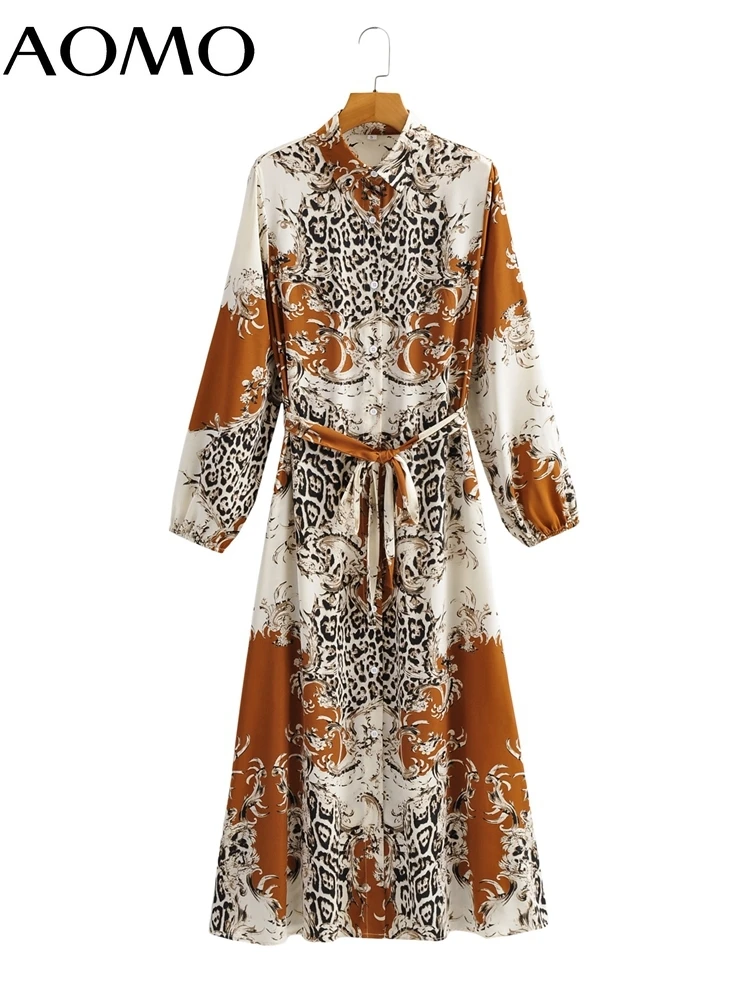 

Женское винтажное платье-рубашка AOMO, длинное платье с принтом пейсли, вырезом лодочкой и длинными рукавами, 1F82A, модель 2022 года