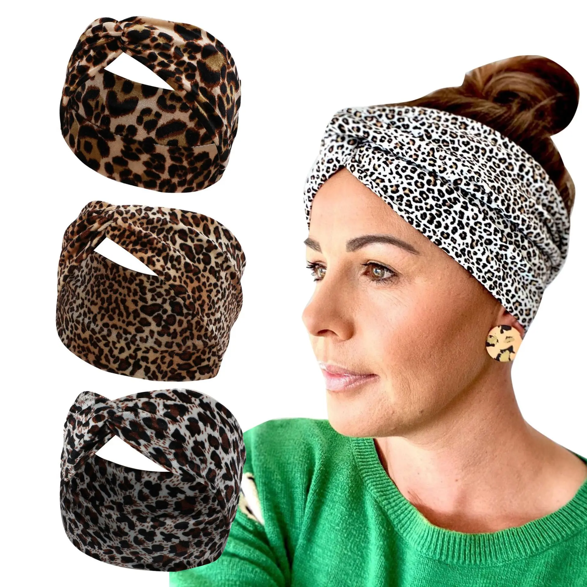 

Velvet Leopard Print Cross Headband for Women Hair Accessories Knot Turban Headwrap Girls Wide Elastic Headbands Yoga Hairband