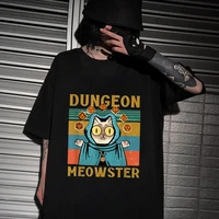 dungeon meowster funny nerdy gamer cat d20 dice rpg hot sale clown t shirt menwomen printed terror fashion t shirts oversized