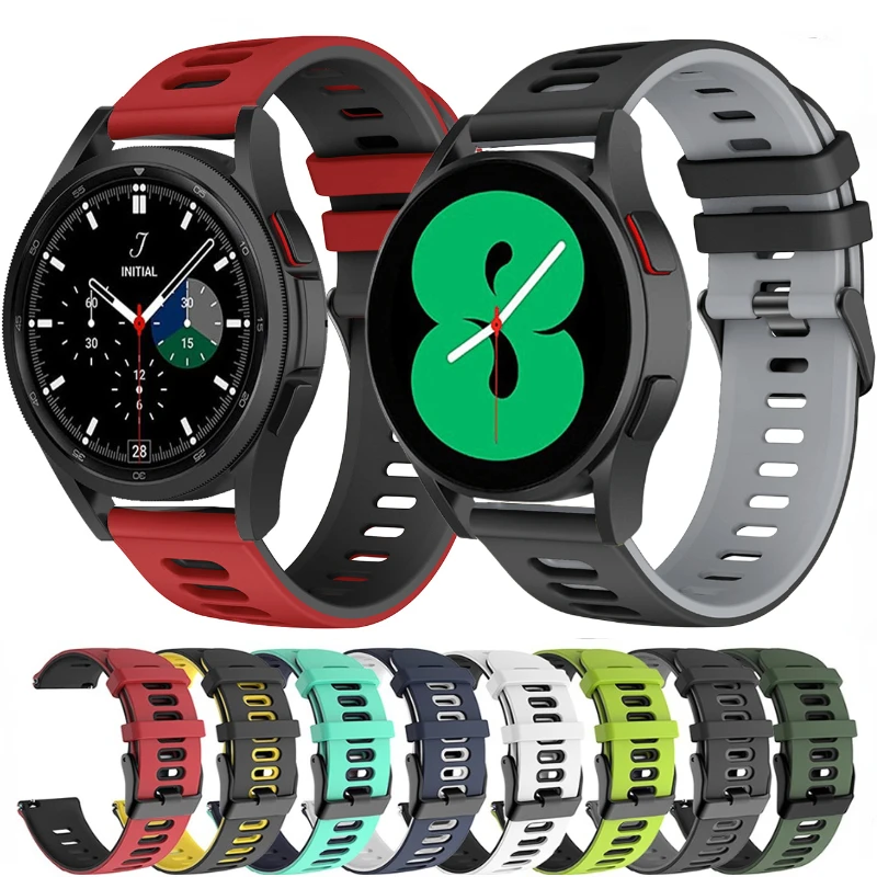 

22mm 20mm Silicone Strap For Samsung Galaxy watch 3/4/5 Huawei Watch GT2/Active2 Two-tone sports bracelet Band For Amazfit GTR 3