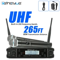 professional wireless microphone system uhf 2 channels handheld dynamic karaok mic for home singing party church show meeting