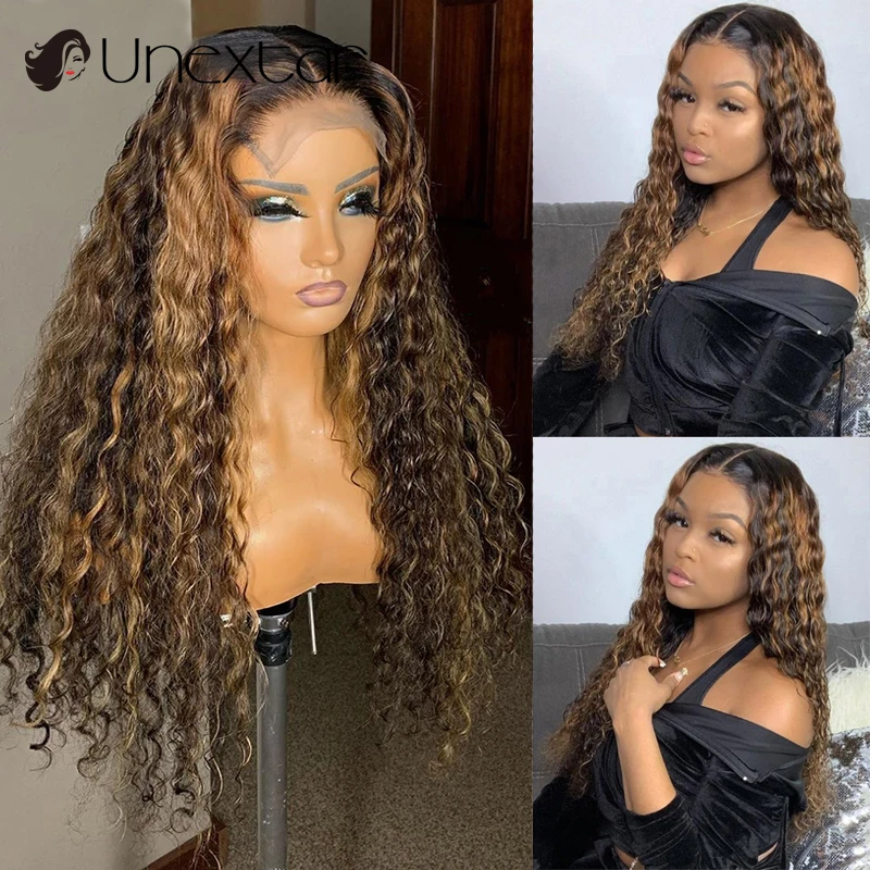 High Gloss Lace Front Wig 180 Density Glueless Human Hair Wig Pre Plucked 13x4 Golden Brown Human Wig