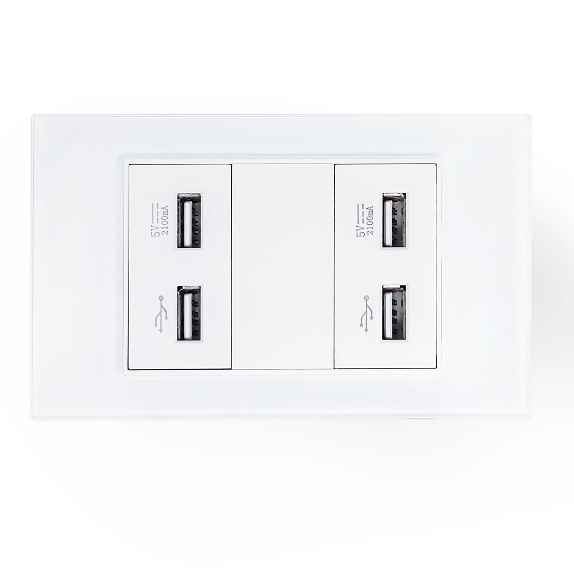 

USB socket 5V 2.1A fast charging tempered glass panel AC110V-240V home wall 4USB port socket