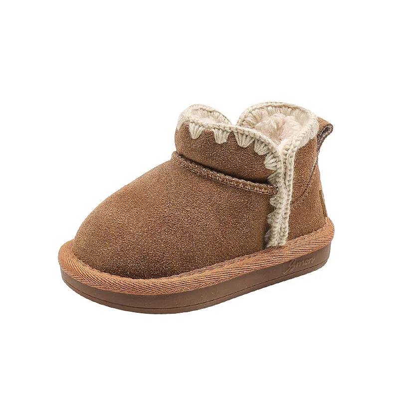 Замшевые Зимние ботинки Claladoudou для девочек однотонные Детские теплые зимние