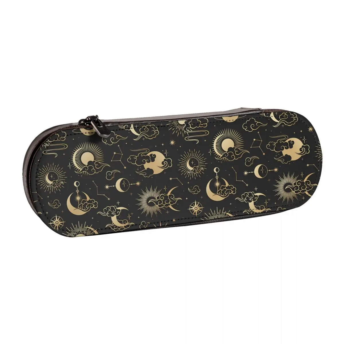 

Астрологический художественный карандаш, стильный кожаный пенал на молнии с Луной, звездами и солнцем, канцелярские принадлежности для дев...