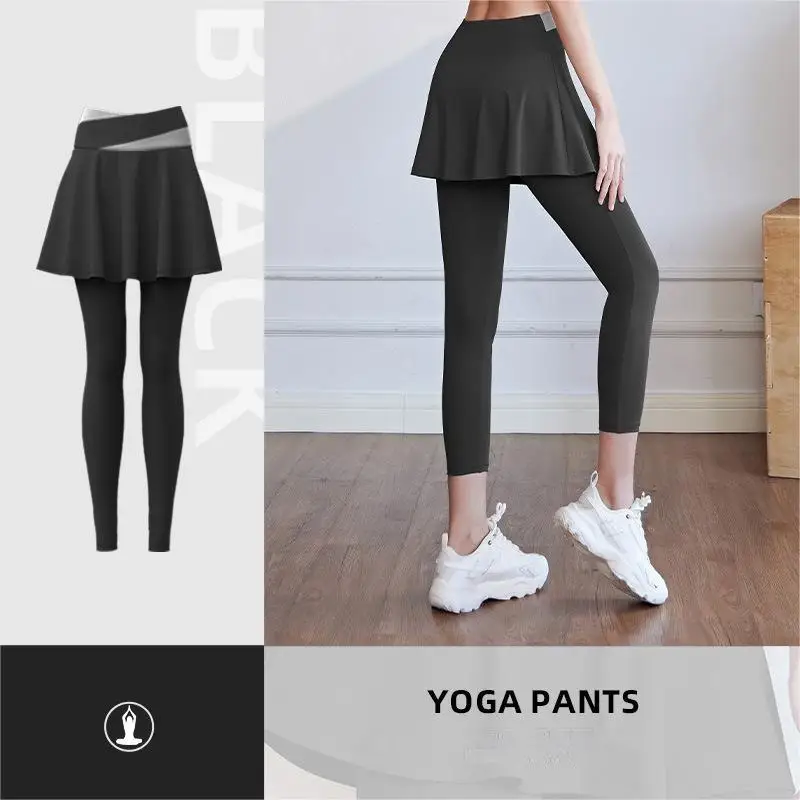 Women Yoga Tenis Skirts High Waist Sports Leggings Fitness Gym Quick-Dry Skirt Athletic Running Glof Leggin