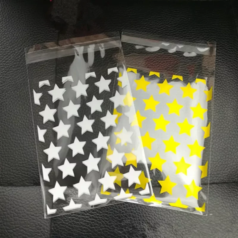 

NEW2023 100pcs 8X10+3cm Stars Transparent Gift Bags Cellophane Self Adhesive Bag With DIY Christmas Birthday Party Candy Cookie
