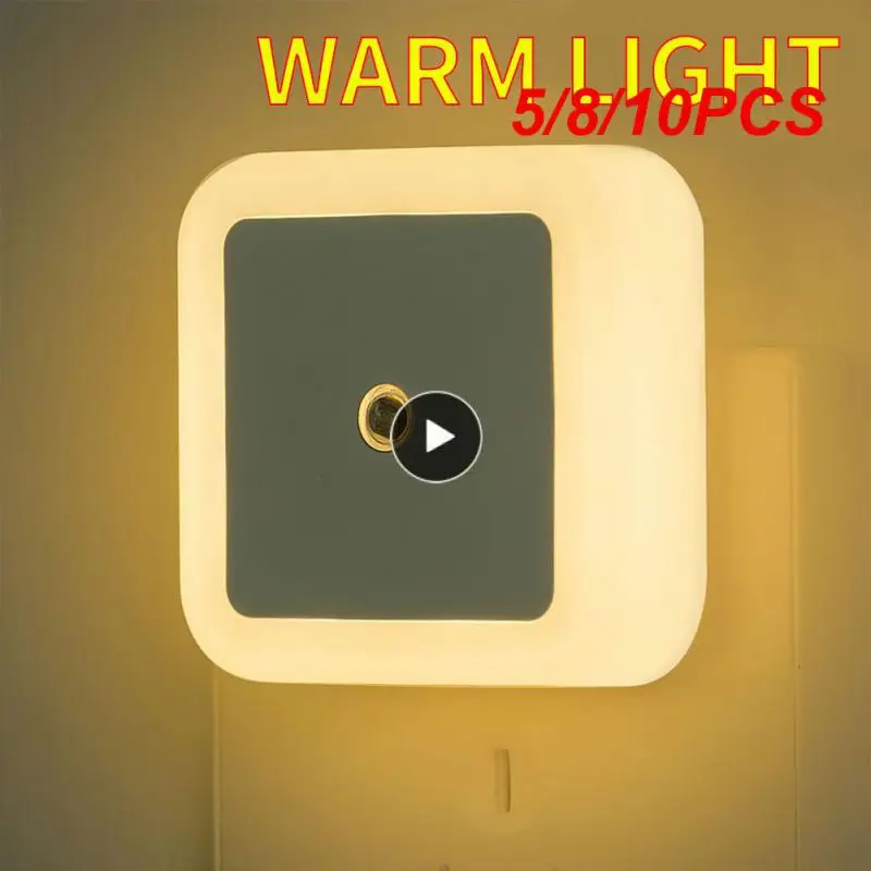 

5/8/10PCS Backlight Light Sensor Control Square Wall Lights Closet Cabinet Eu Us Uk Plug Bedroom Bulb