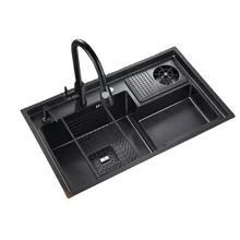 78*48cm stainless steel cup washer sink kitchen multifunctional black diamond nano large single-slot step vegetable sink