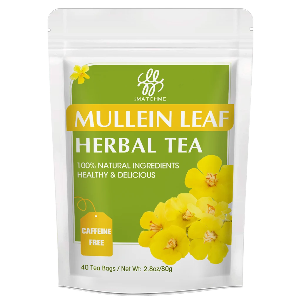 

Листовой чай Mullein-Очищающий травяной чай для дыхания и легких, без кофеина, 40 чайных пакетиков