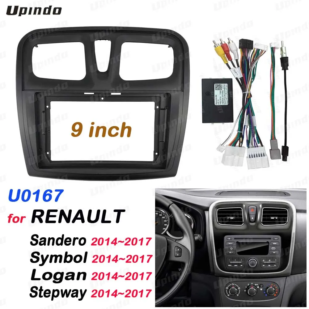 

2 Din 9 Inch Car Radio Fascias Frame and Cable for RENAULT Sandero Symbol Logan 2014+ Installation Gps Mp5 Multimedia Player