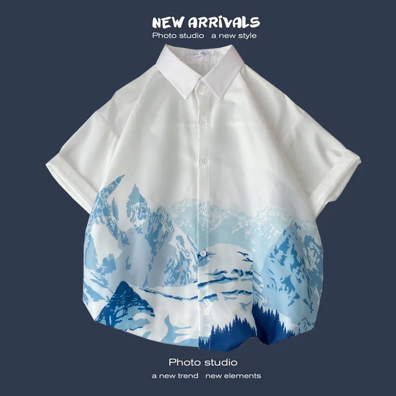 Широкая рубашка с короткими рукавами