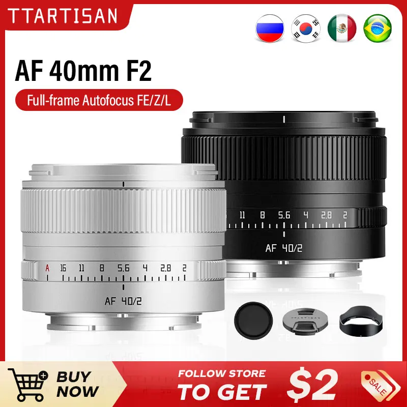 Фото Объектив TTArtisan 40mm F2 с автофокусом и большой апертурой для полнокадровых камер Nikon Z L mount A7CII A7R A7M Z6 Z6III ZFC Z9 S9 S5 Sony E F №1