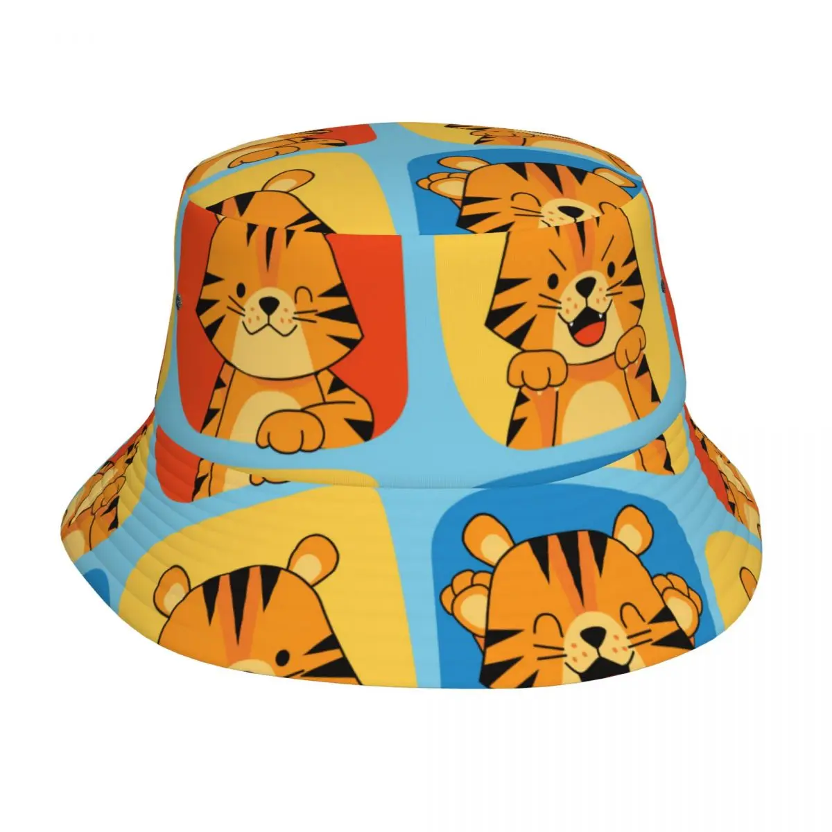 

2022 New Fisherman's Hat Unisex Fashion Bob Cap Cute Tiger Pattern Hip Hop Gorros Panama Windproof outdoor Bucket Hat