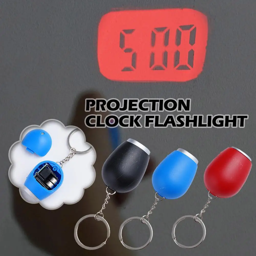 

Portable Mini Projection Clock Flashlight Hour Meter Projection Watch Magic Night Light Flashlight Clock Key Chain Decor