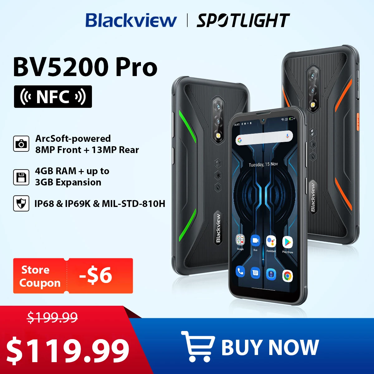 Смартфон Blackview BV5200 Pro усиленный 4 + 64 ГБ 13 МП 5180 мАч - купить по выгодной цене |