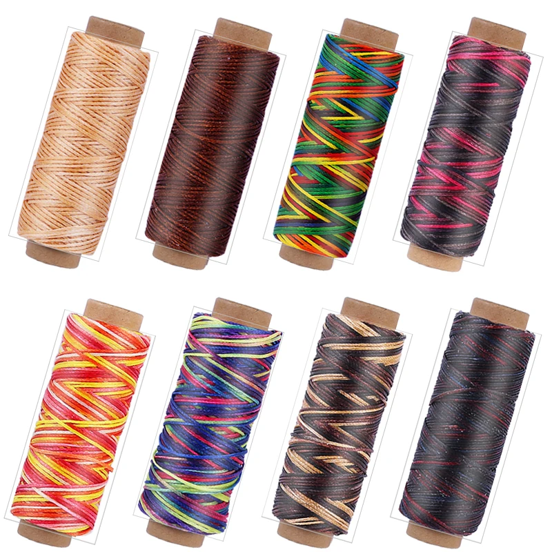 

KRABALL 8PCS Waxed Thread 150D 55 Yards Waxed Line Thread Cord for Leather Sewing Stitching Bookbinding Repairing Leather Craft