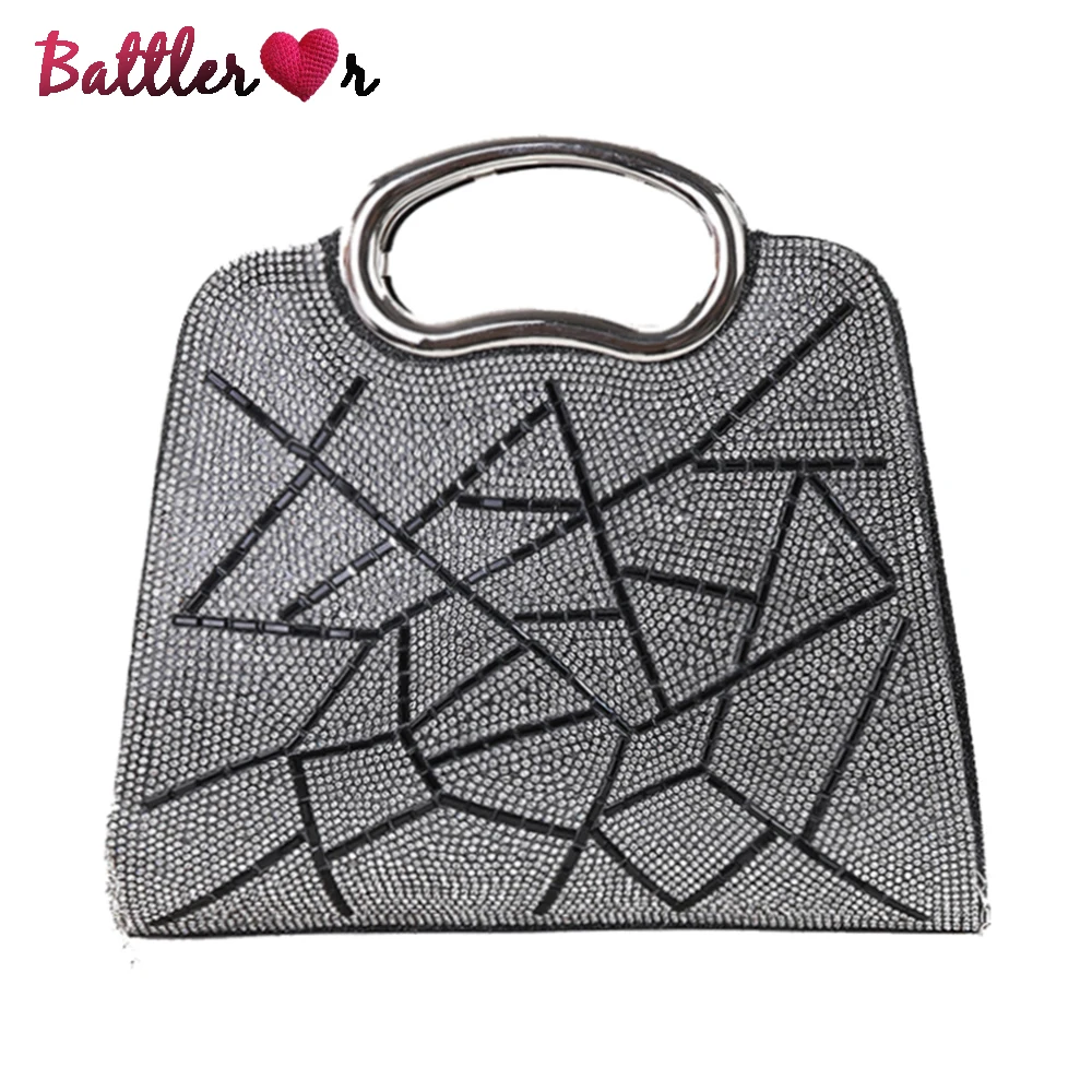 

Evening Clutch Bag Diamond Purses And Handbags For Women 2022 Luxury Designer Irregular Crystal Rhinestone Leather Shoulder Bag