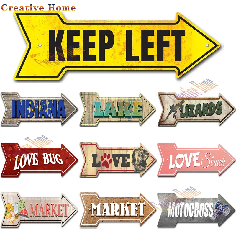 Держатель влево новинка металлическая стрела знак 18X6 дюймов настенная лампа для