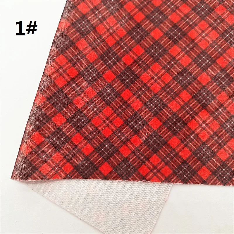 Christmas Red Green Tartans Custom Fabric Crushed Velvet Vinly Sheets Handmade Material For Craft DIY Bows R2107B |