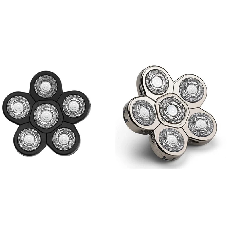 

2X Men's Electric Shaver Heads Electric Razor Blade Replacement Head 6 Blades Head Shaver Replacement Bald As Shown