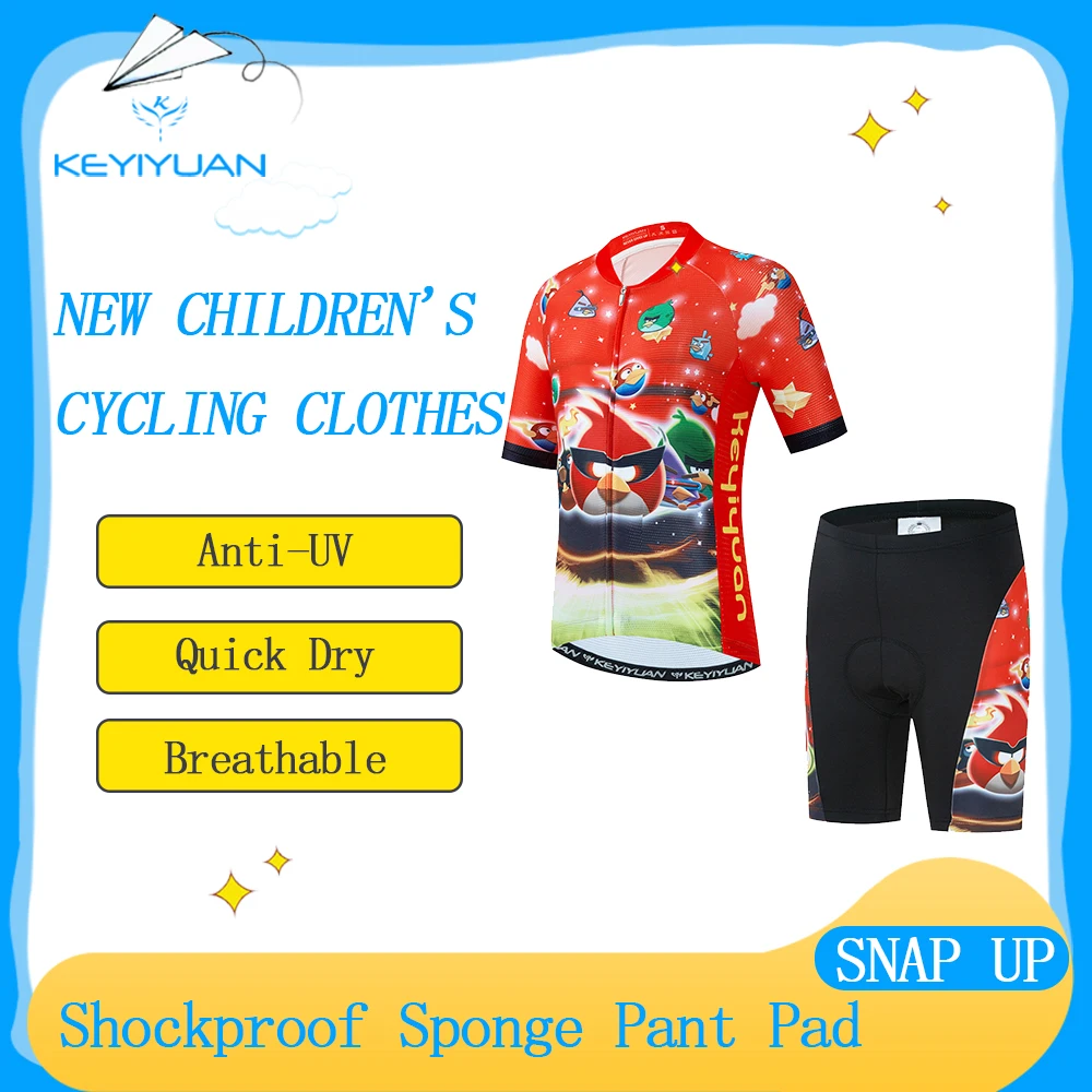 

KEYIYUAN 2022 новый детский костюм с коротким рукавом для велоспорта, профессиональная одежда для соревнований, быстросохнущее спортивное обору...