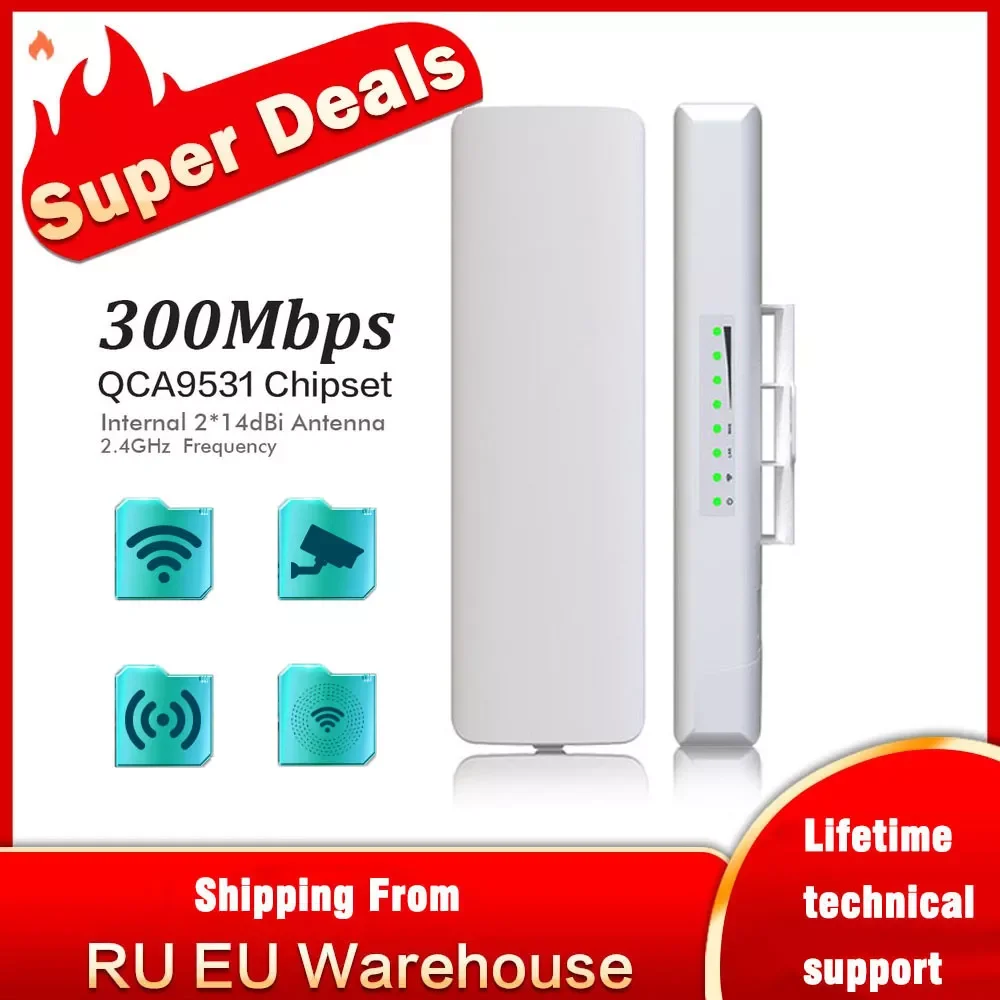 

Iot Wireless Outdoor Bridge 3 - 5KM Long Rang Network Monitoring CPE Client Extender 802.11ac 1000mbps 2.4G & 5G 300 Mbps