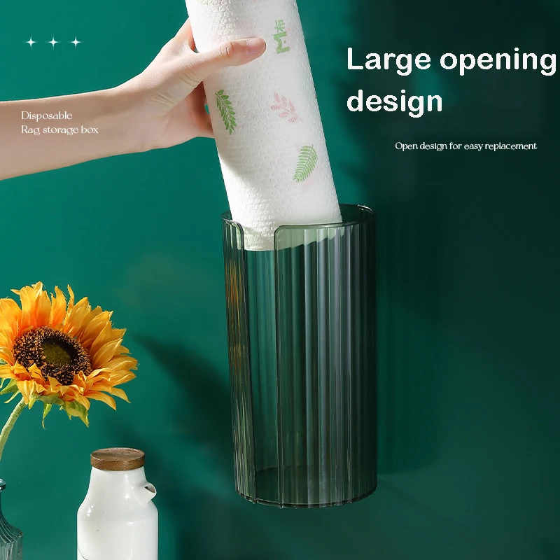 

Wall Mounted Storage Box for Disposable Cleaning Towels Dishcloth Rags Kitchen Organizer Bathroom Toilet Roll Paper Shelf Holder