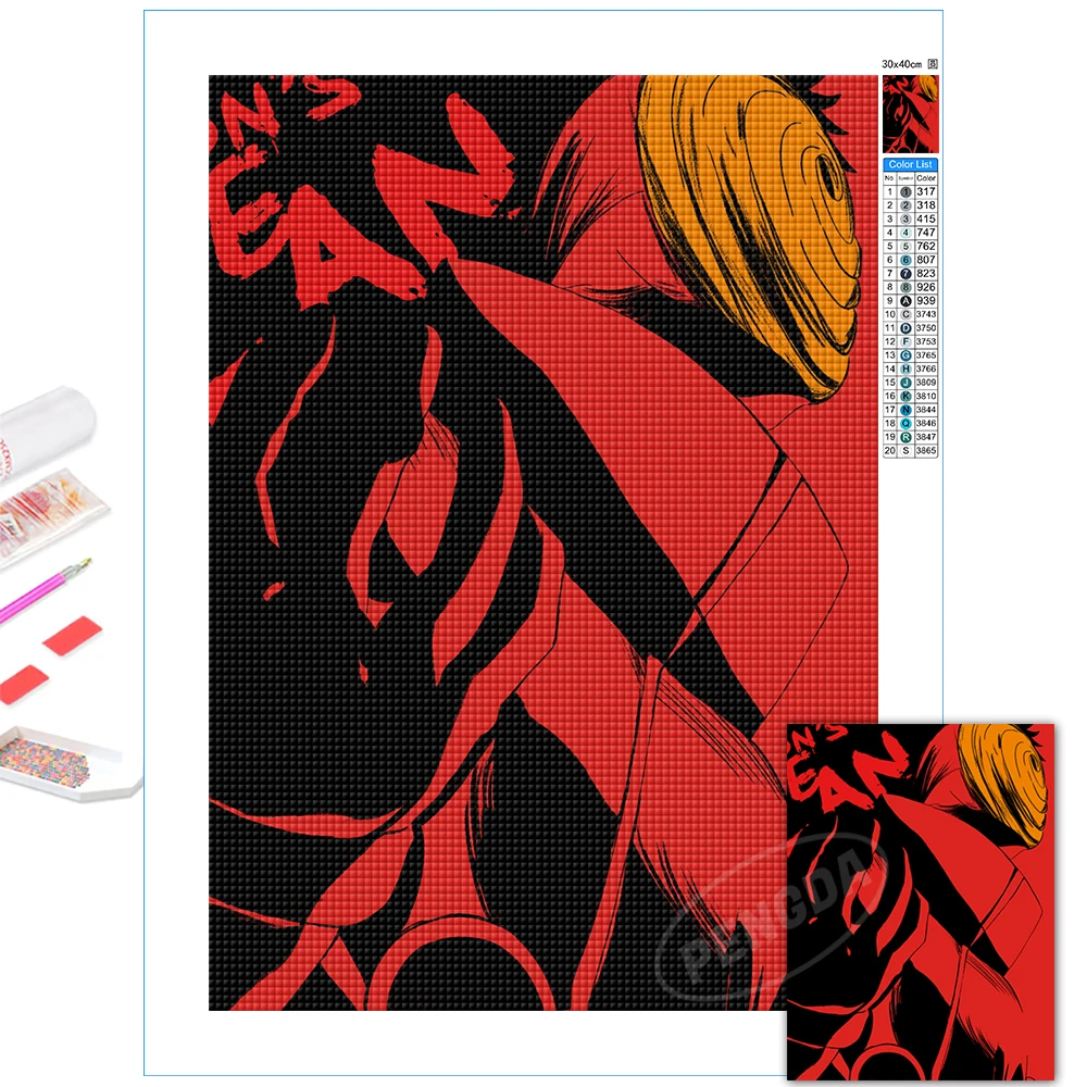 

Akatsuki Diamond Paintings Naruto Anime 5D DIY Full Square Drill Embroidery Uchiha Obito Wearing A Mask Cross Stitch Home Decor