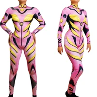 pink sexy women jumpsuits zipper robot stage costume cosplay rave festival wear party club clothing drag queen outfits