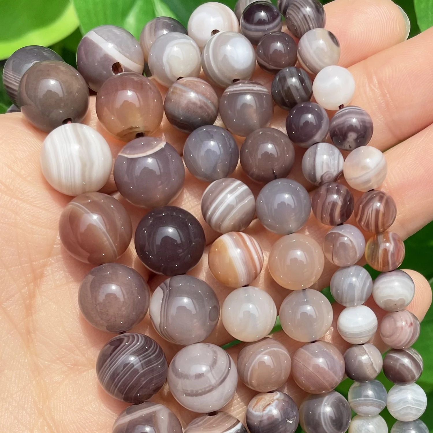 

Natural Gem Stone Grey Brown Persian Agates Round Loose Spacer Beads for Needlework Jewelry Making DIY Bracelet Accessories 15''