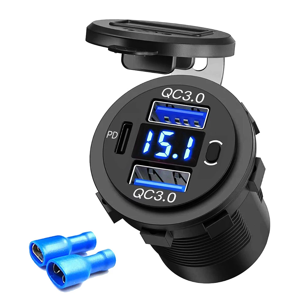 

QC3.0 Dual USB Car Charger 12-24V Car Accessories Car Charger Dual USB Fast Charger With LED Digital Voltmeter