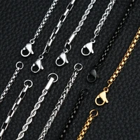 fashion gold colorblacksteel color rope chain necklace 60cm stainless steel 3mm simple pendant for men jewelry gift wholesale