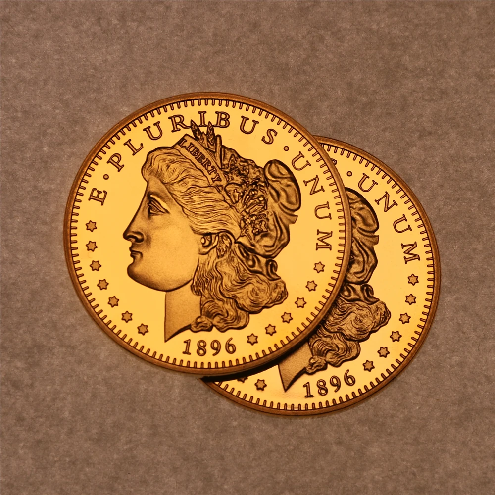 

1896 полноценная американская монета за доллар Моргана, мы верим в Бога, Статуя Свободы, золотая монета