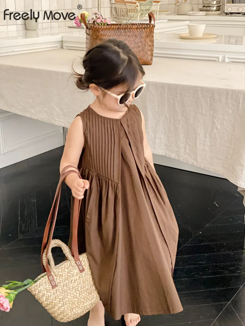 

Girls Baby Dress Spring Summer Solid Pleated Sleeveless Toddler Kids Dresses Children's Costumes Fashion Clothing