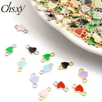 10pcs 713mm enamel heart charms connector for diy jewelry making pendant bracelet necklaces accessory handmade crafts wholesale