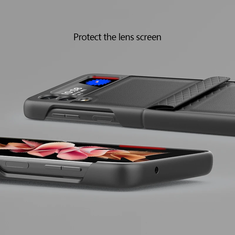 ZFlip3 Funda Case for Samsung Galaxy Z Flip 3 5G Hinge PU Full Shock proof Protetcion Mobile Phone Case Cover Z Flip3