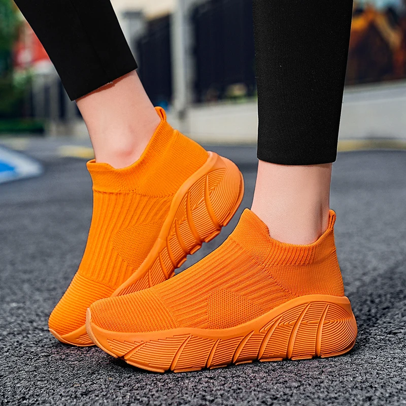 Летние оранжевые носки мужские и женские дышащие вязаные повседневные кроссовки