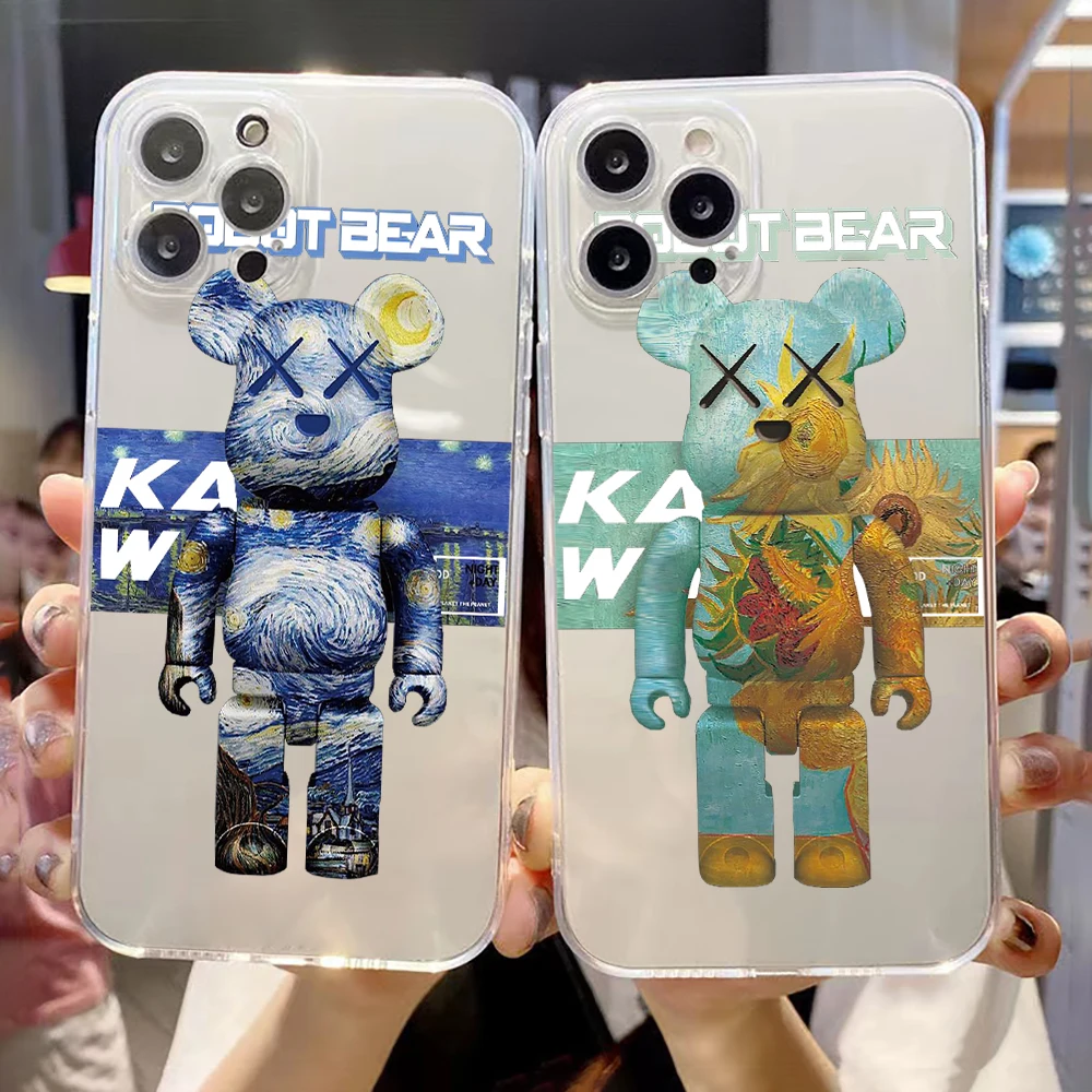 

Прозрачный чехол с милым медведем для Apple iPhone 11, 12, 13 Pro, 13, 12 Mini, X, XR, XS, Max 5, 5s 6, 6S, 7, 8 Plus, SE2020, силиконовый мягкий чехол