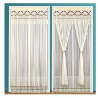summer lace screen door double layer door curtain anti mosquito free punch free self adhesive velcro wear rod for kitchen bedroo