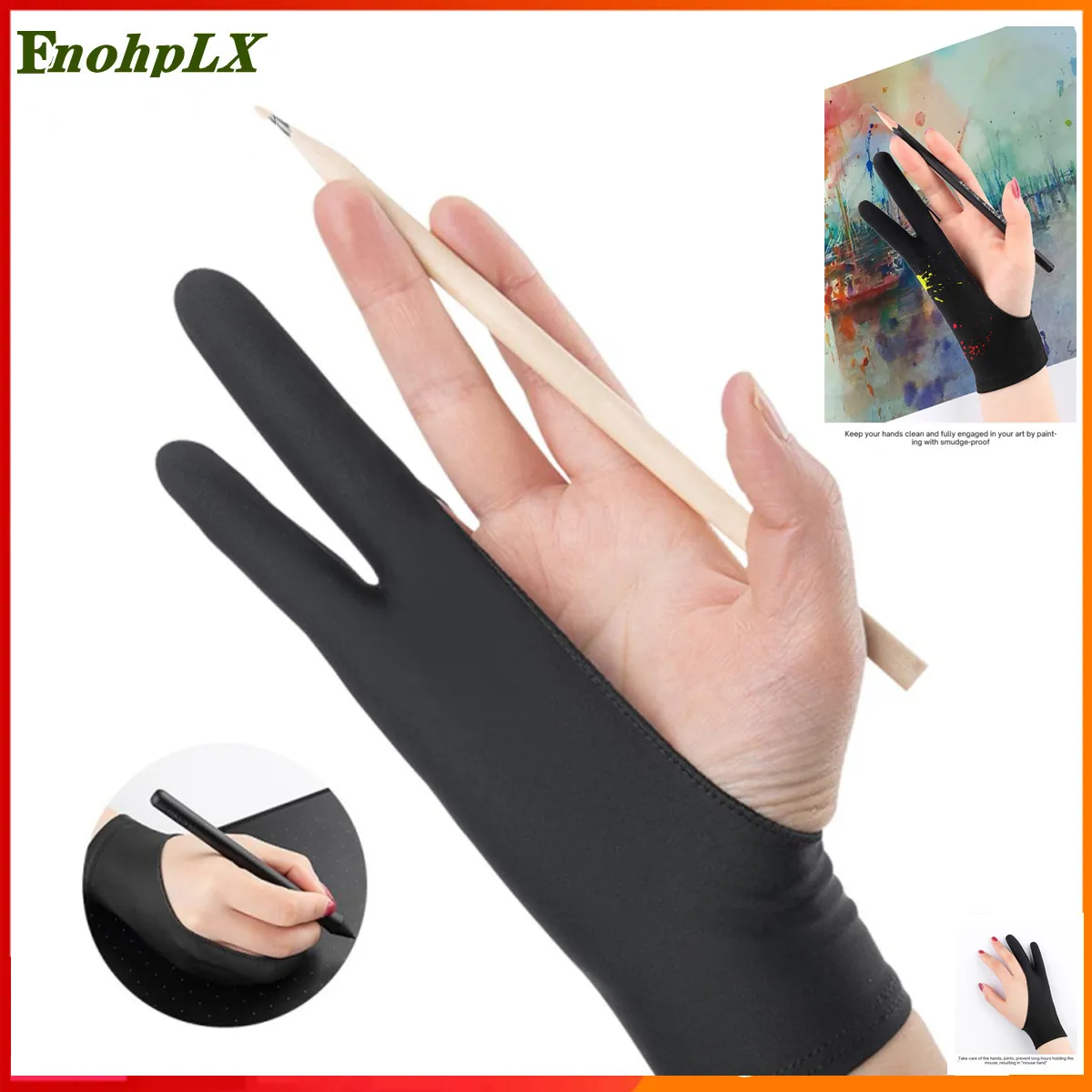 

For Drawing Tablet Right and Left Glove Anti-Fouling Anti-fouling Two-Fingers Anti-touch Painting Glove For IPad Screen Board