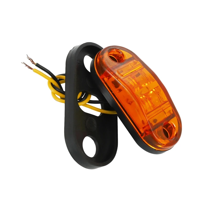 

60Pcs Amber 2 LED Light Oval Clearance Trailer Car Truck Side Marker Tail Lamp
