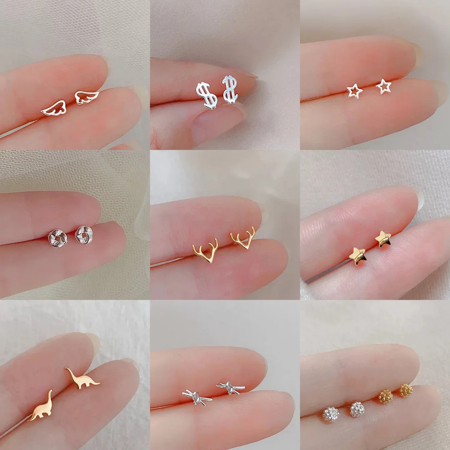 

925 silver ear nail women's 2021 new fashion summer simple and small net red design sense of style earrings