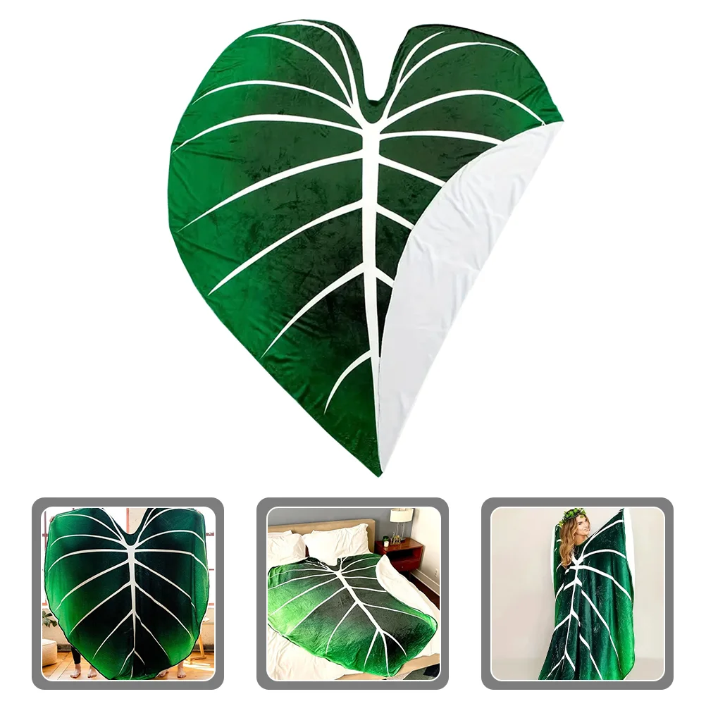 

Green Leaves Cozy Blanket Throw Fuzzy Sofa Bed Couch Home Leaf Plush Air Conditioner Office