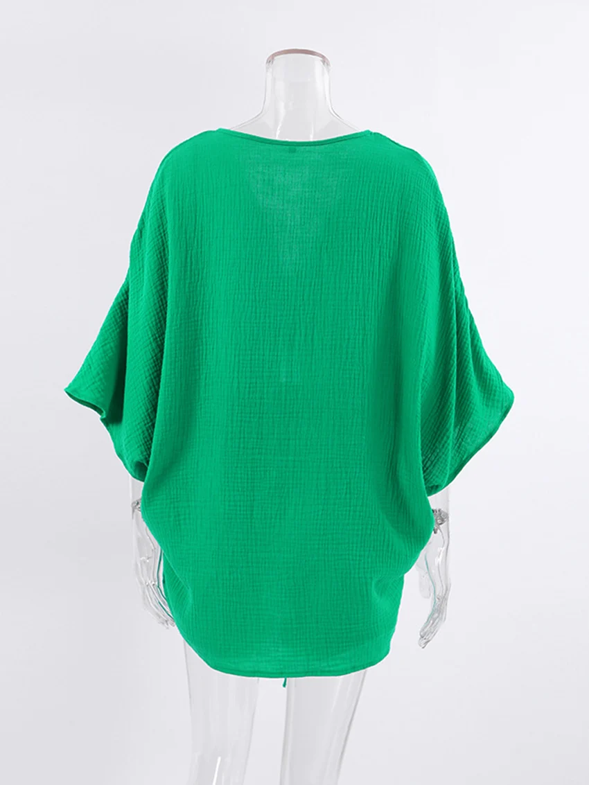 Marthaqiqi Cotton Women'S Pajamas Sexy V-Neck Lace Up Sleepwear Three Quarter Sleeve Nightwear Shorts Femme Summer Pyjamas Suits